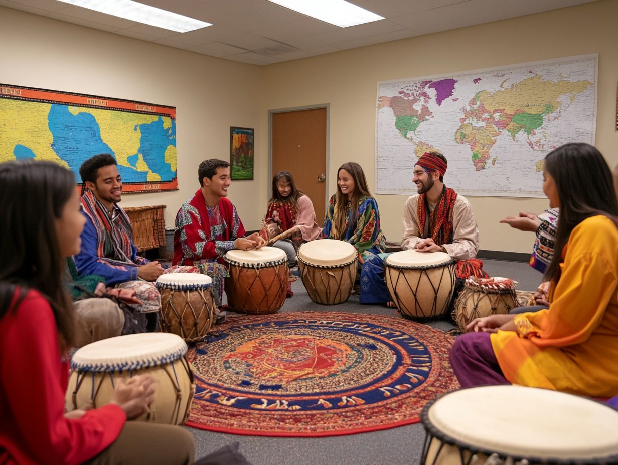 Group of people engaging in language exchange activities