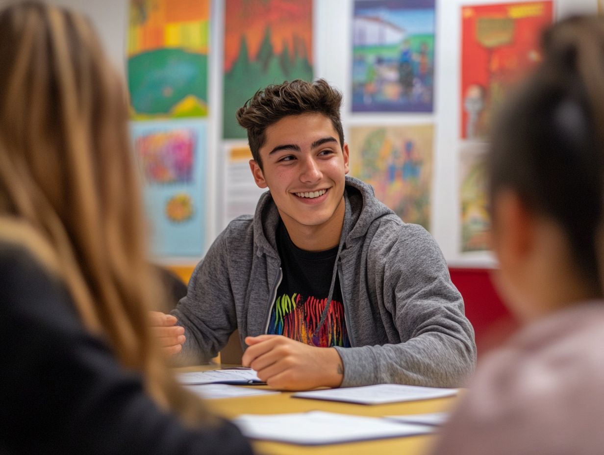 A group of diverse students enjoying a language immersion program