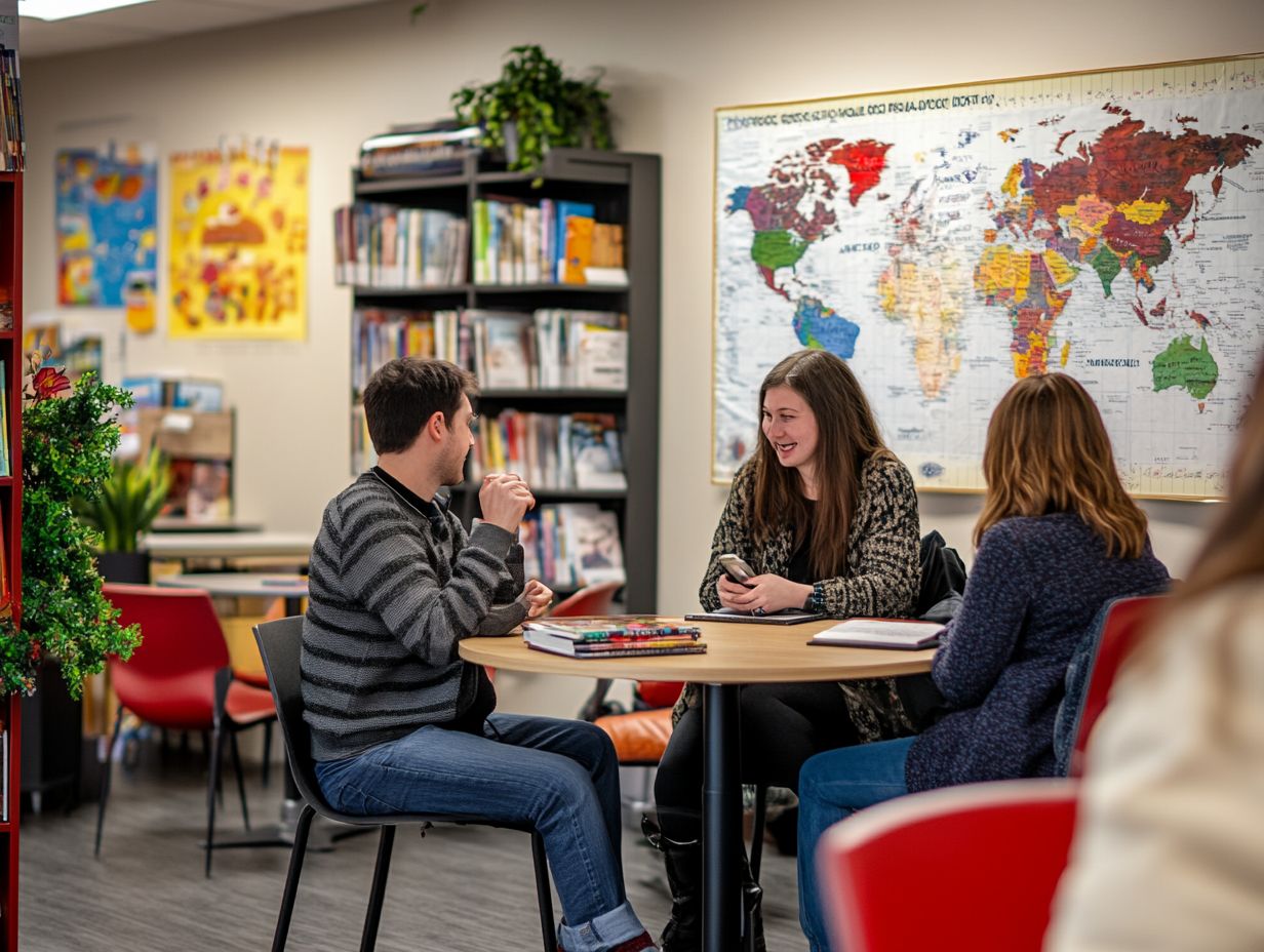 A person studying language materials